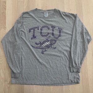 Delta TCU T-Shirt Mens XL Gray Good Condition Horned Frogs Long Sleeve